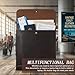 Leather Document Holder for Traveling Vintage Leather Portfolio with Handles A4 File Organizer for Important Papers and Files