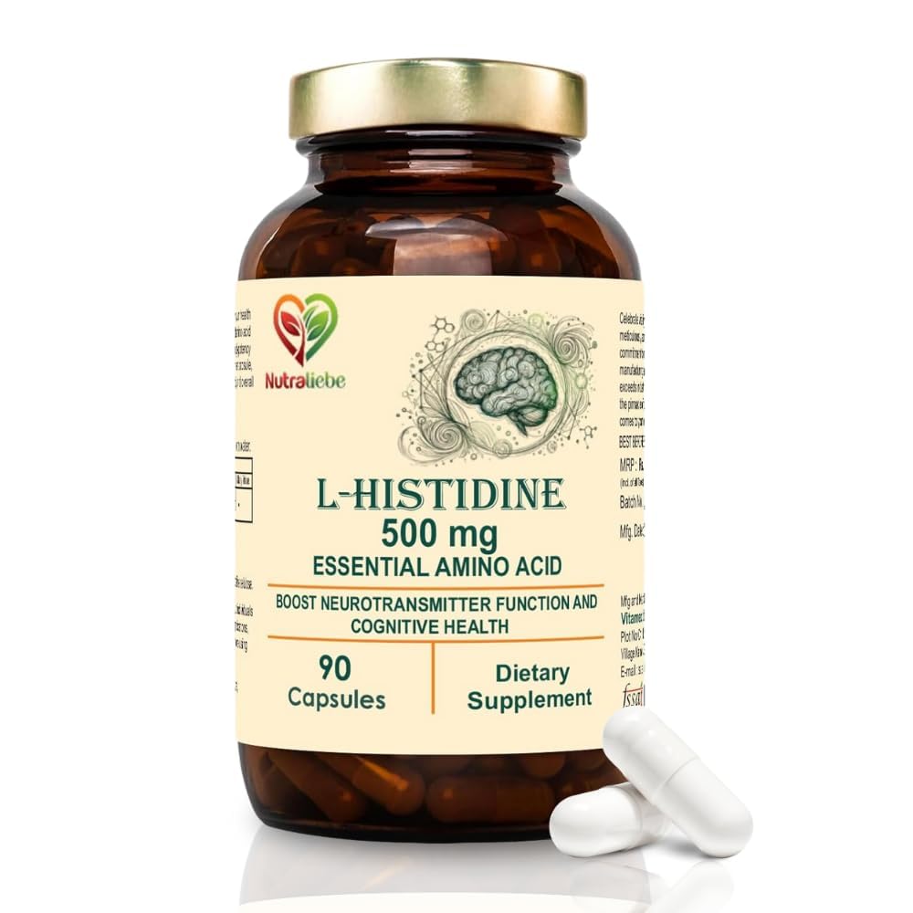 L-Histidine 500mg - Essential Amino Acid, 90 Capsules for Protein Synthesis and Tissue Repair