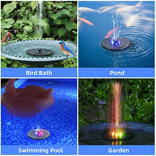 Alukiki UPGRADED 4W SOLAR FOUNTAIN Solar Powered Fountain 4W Bird Bath Fountains Pump Upgraded Glass Panel Fountains With Color Led Lights 7 Nozzles & 4 Fixers For Garden Small Pond Outdoor Swimming Pool Fish Tank thumb #5