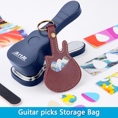 Image of ArtAt Guitar Pick Punch Kit - Bass Guitar Picks Puncher With 15 Pick Strips Medium Guitar Pick Maker Punch Kit Unique Guitar Lovers Gifts
