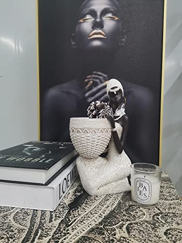 Lescafita African Statues And Sculptures For Home Decor, Tribal Art Figurines For Living Room Decorations, Gold Vintage Aesthetic Ornament For Bookshelf And Tables, Housewarming Gifts For Women #TOP6