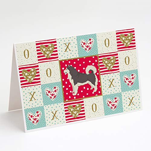 Caroline's Treasures CK5903GCA7P Alaskan Malamute Love Greeting Cards and Envelopes Pack of 8 Blank Cards with Envelopes Whimsical A7 Size 5x7 Blank Note Cards