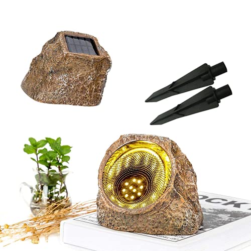 YJFWAL Bethlehem Lighting 2021 Upgraded Version 2 Pack 10 LED Solar Rock Lights, Stone Lights Outdoor Waterproof Light for Patio, Garden, Backyard Pathway Driveway Landscape Rock