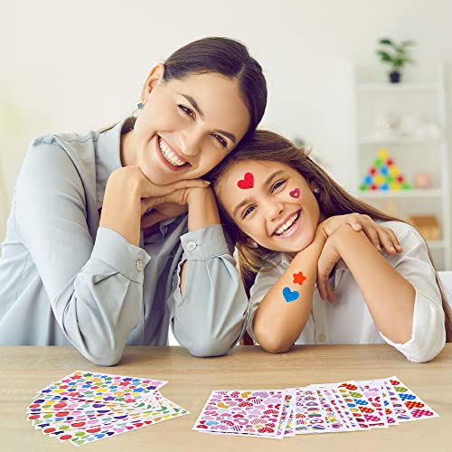 OSDUE 1814 PCS Star Stickers for Kids, 27 Sheets Assorted Coloured Stars Mini Teacher Reward Stickers Scrapbook Stars for Arts Crafts, Heart and Star Papeterie Stickers - Gifts for Christmas Decor