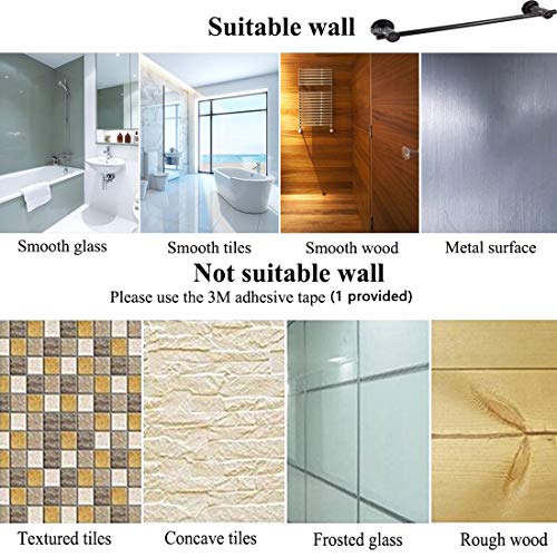 JIEPAI Suction Cup Towel Bar 24 Inch Oil Rubbed Bronze,Removable Modern Vacuum Suction Towel Holder for Bathroom Door Adhesive Towel Bar Suction Towel Rack Holde