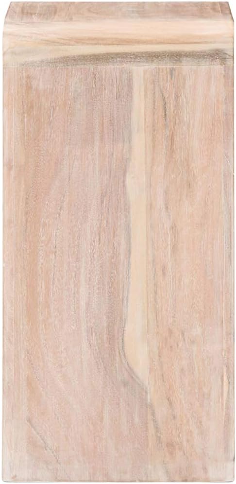 vidaXL Bedside Table Whitewashed Acacia Solid Acacia Wood Medium