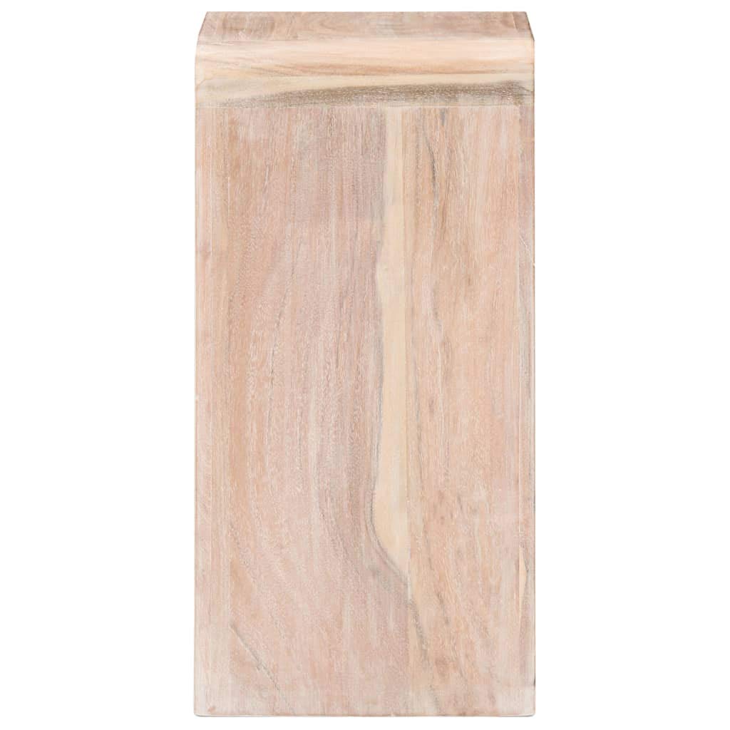 Comodino in legno massiccio di acacia, 40 x 30 x 60 cm, bianco