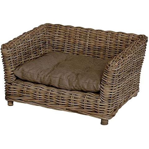 Hundekorb/Hundebett aus Natur Rattan mit Kissen/Großer Korb Cover