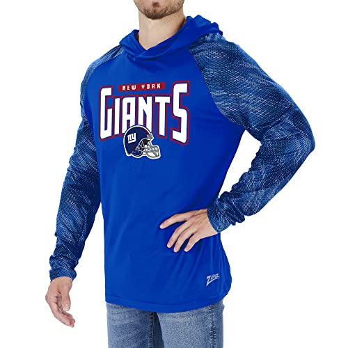 Zubaz Men's Officially Licensed NFL Team Color Hoodie With Tonal Viper Sleeves - New York Giants - Small
