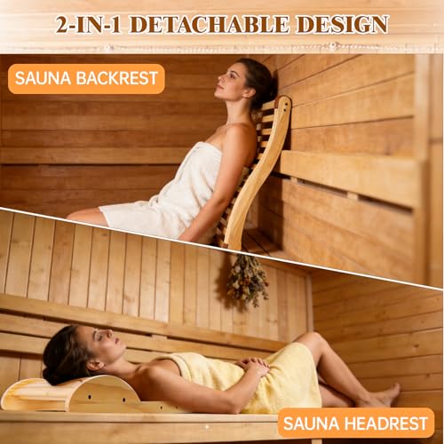 GMSXCC Sauna Backrest Infrared Accessories - 2-in-1 Adjustable Removable Bamboo Sauna Back Rest Pillow for Any