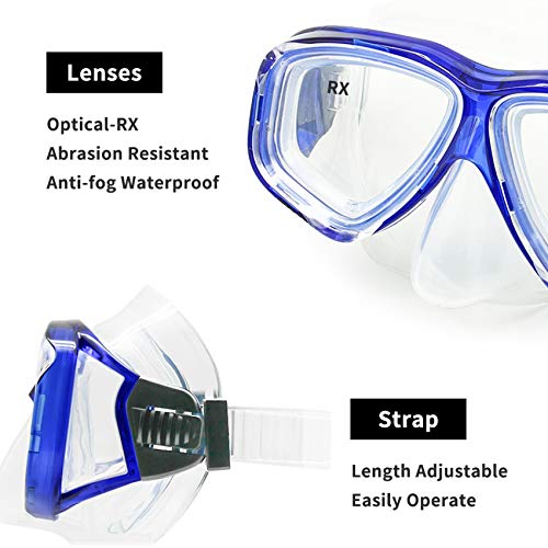 EnzoDate Optical Diving Gear Kit Myopia Snorkel Set, Different Strength for Each Eye Nearsighted Dry Top Scuba Mask - Image 4