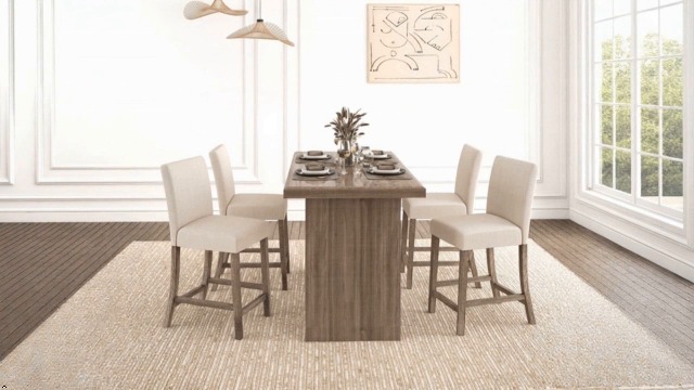 Butacos de Madera para Isla de Cocina, Set de 2, Estilo Mid Century Modern, Asiento Tapizado en Tela de Lino, Patas de Madera de Caucho y Reposapiés, Color Beige miniatura 7