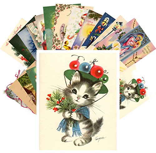 PIXILUV Vintage Christmas Greeting Cards 24pcs Christmas Wishes Santa Angels REPRINT Postcard Pack
