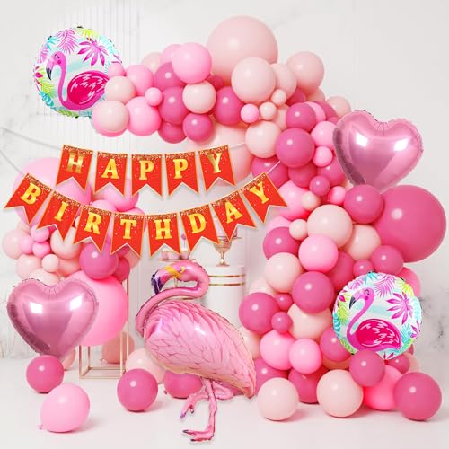 Image of Rozi Decoration Flamingo Latex, Cardstock, Foil Birthday Decoration Items Set of 36 Pcs Pool Party Birthday Decoration | Beach Theme Decoration Items | Flamingo Theme Birthday Decoration, Pink