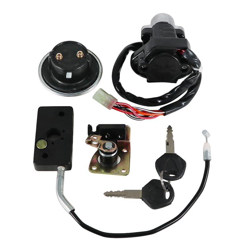 Ignition Switch Fuel Gas Cap Seat Lock Keys Replacement Kit for Suzuki GZ125 1998-2003, for Suzuki GZ250 1999-2011