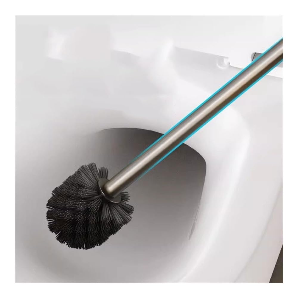 Set scopino per WC - Spazzola Rotonda a Doppio Supporto con setole in plastica, Supporto da Parete e Pavimento, Strumento igienico per la Pulizia del Bagno, Prodotti per la Pulizia della Toilette