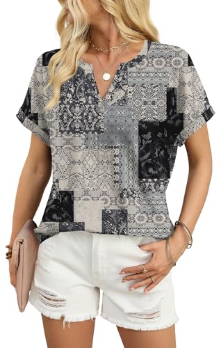 Image of WIHOLL Womens Blouses Spring Tops Short Sleeve Shirts Dressy Casual Summer Vacation Fashion Clothing 2026