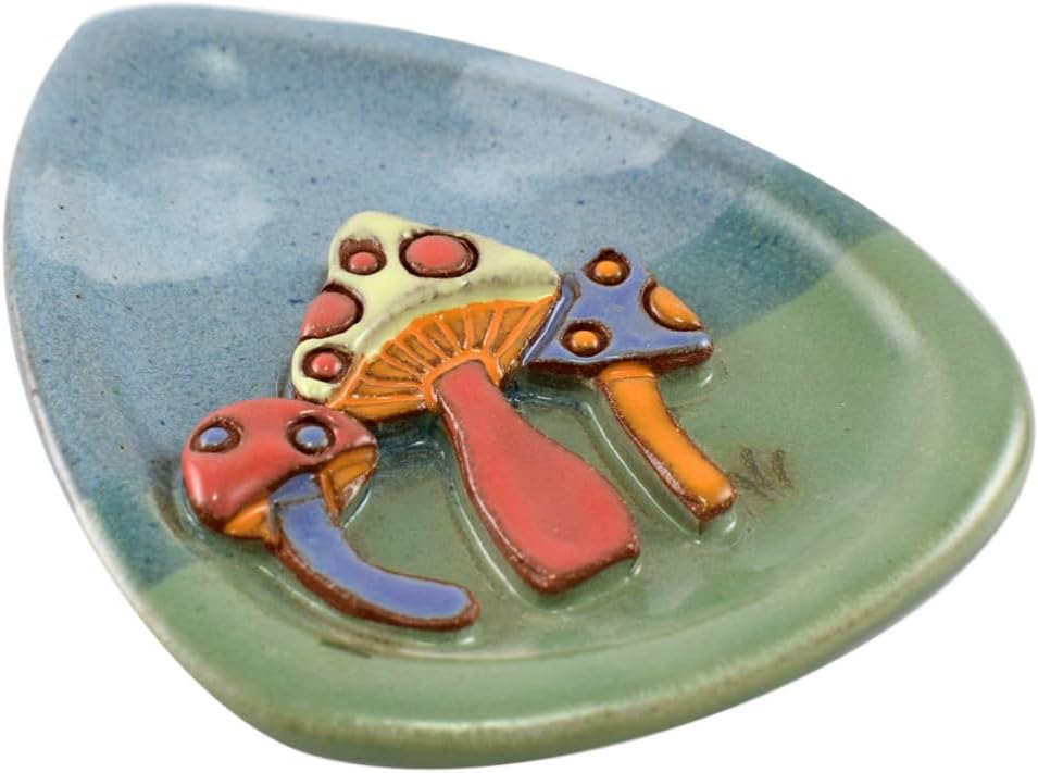 Enchanted Mushrooms American Made Stoneware Trinket Tray, 6-Inch