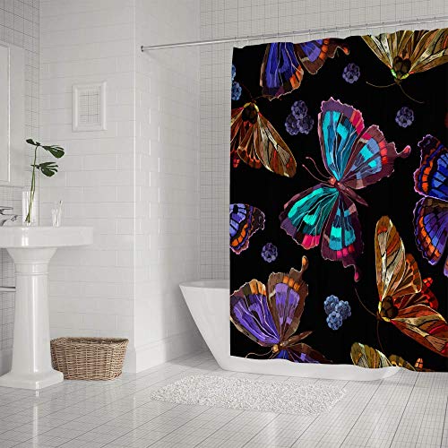 Rideau de douche anti éclaboussures polyester motif papillons - 3