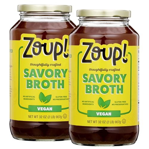 Image of Savory Broth by Zoup! Vegan, Keto-Friendly, Gluten Free, Sugar Free, Non-GMO Clear Vegetable Broth - Great for Stock, Bouillon, Soup Base or in Gravy - 2-Pack (32 oz)
