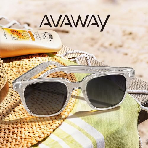 Image of AVAWAY Polarized Sunglasses for Men UV Protection, Square Acetate Frame Outdoor Driving Sun Glasses