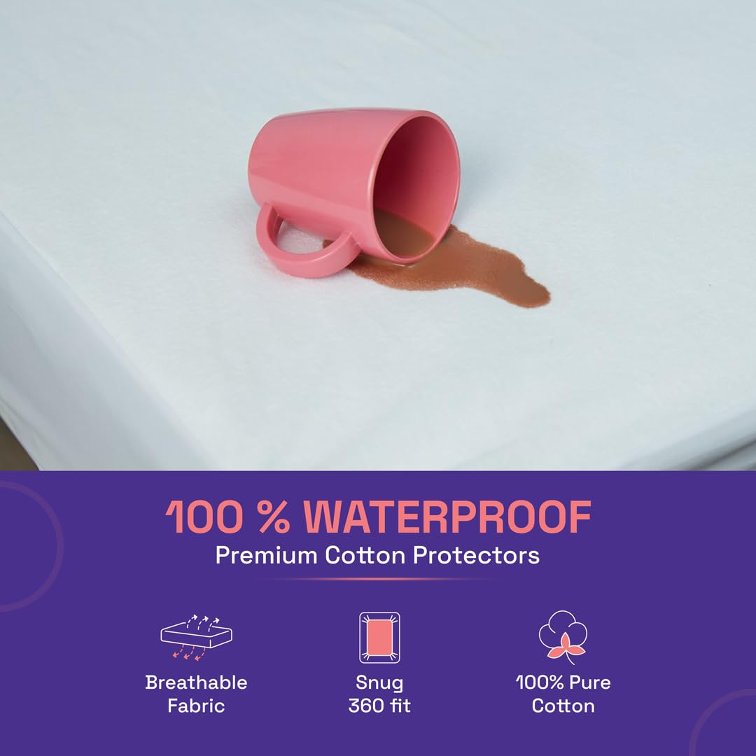 Wakefit 100% Waterproof Premium Cotton Mattress Protector | Queen (80x60)