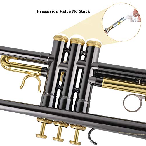 eastrock bb trumpet standard trumpet set with carrying casegloves 7c mouthpiece cleaning kit tuning rod black nickelhand carved craft