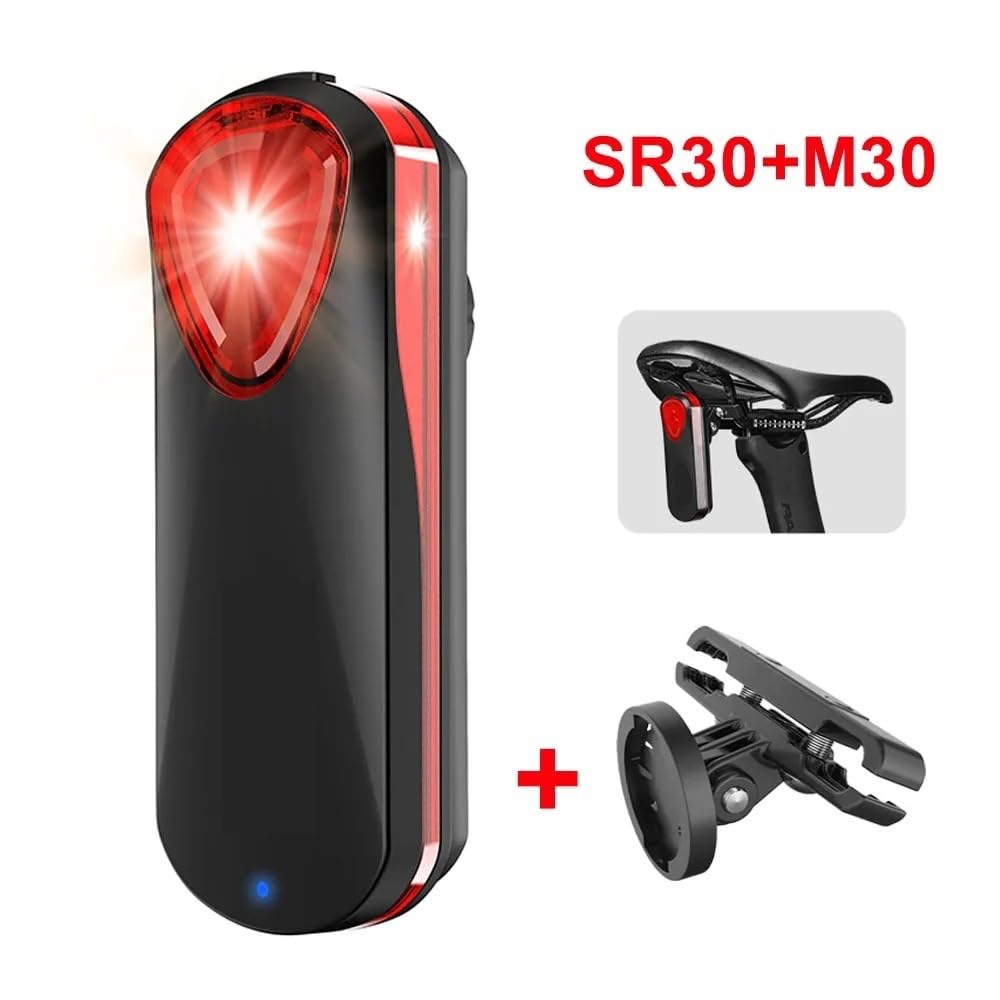 SR30 Radar Tail Light Inteligentne tylne światło rowerowe Czujnik hamulca Lampa ostrzegawcza Wodoodporna lampa rowerowa LED Tylne światło 6 trybów Lampa tylna(SR30)