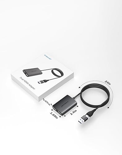 Miniatura 8 de Lemorele Adaptador de monitor dual USB CA para MacBook Pro Air M1 M2, sistema de soporte MacOS 10.15 y superior, Windows 10, 11, adaptador de video