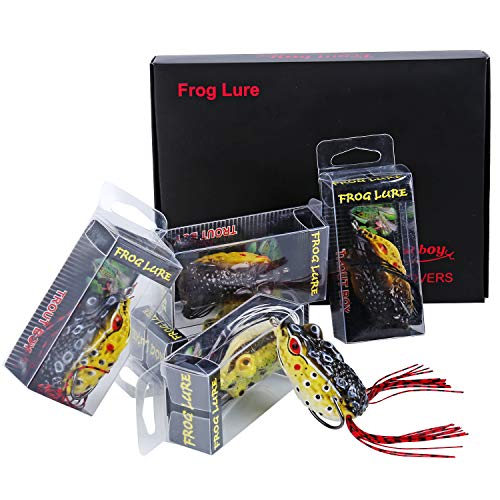 TROUTBOY Frog Fishing Lure, Hollow Body Frog Topwater Soft Baits Lures for Bass