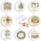 Motiskyy 48 Set Christmas Cards Bulk with Envelopes and Hanging Rope Unique Shaped Xmas Greeting Cards Gift Xmas Tree Hanging Ornament for Christmas Holiday Decoration(Round)