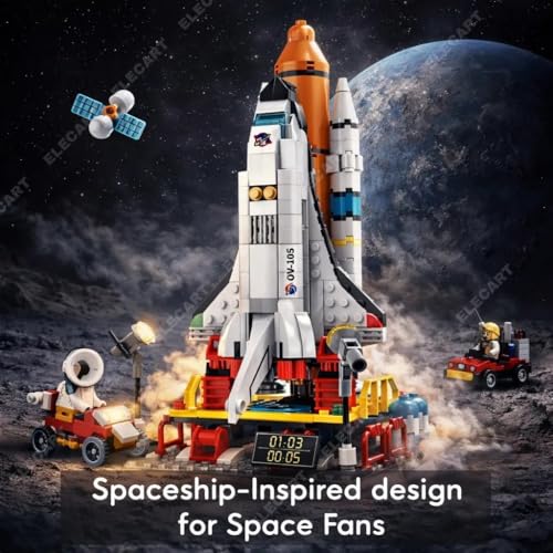 Image of Space Shuttle Rocket Launch Building Blocks Set, 404 PCS Space Rocket STEM Construction Toy with Launch Pad, DIY Educational Learning Bricks, Space Exploration Model Kit, Compatible Building