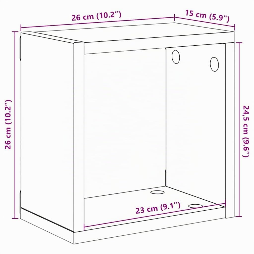 vidaXL Wandschappen kubus 2 st 26x15x26 cm wit