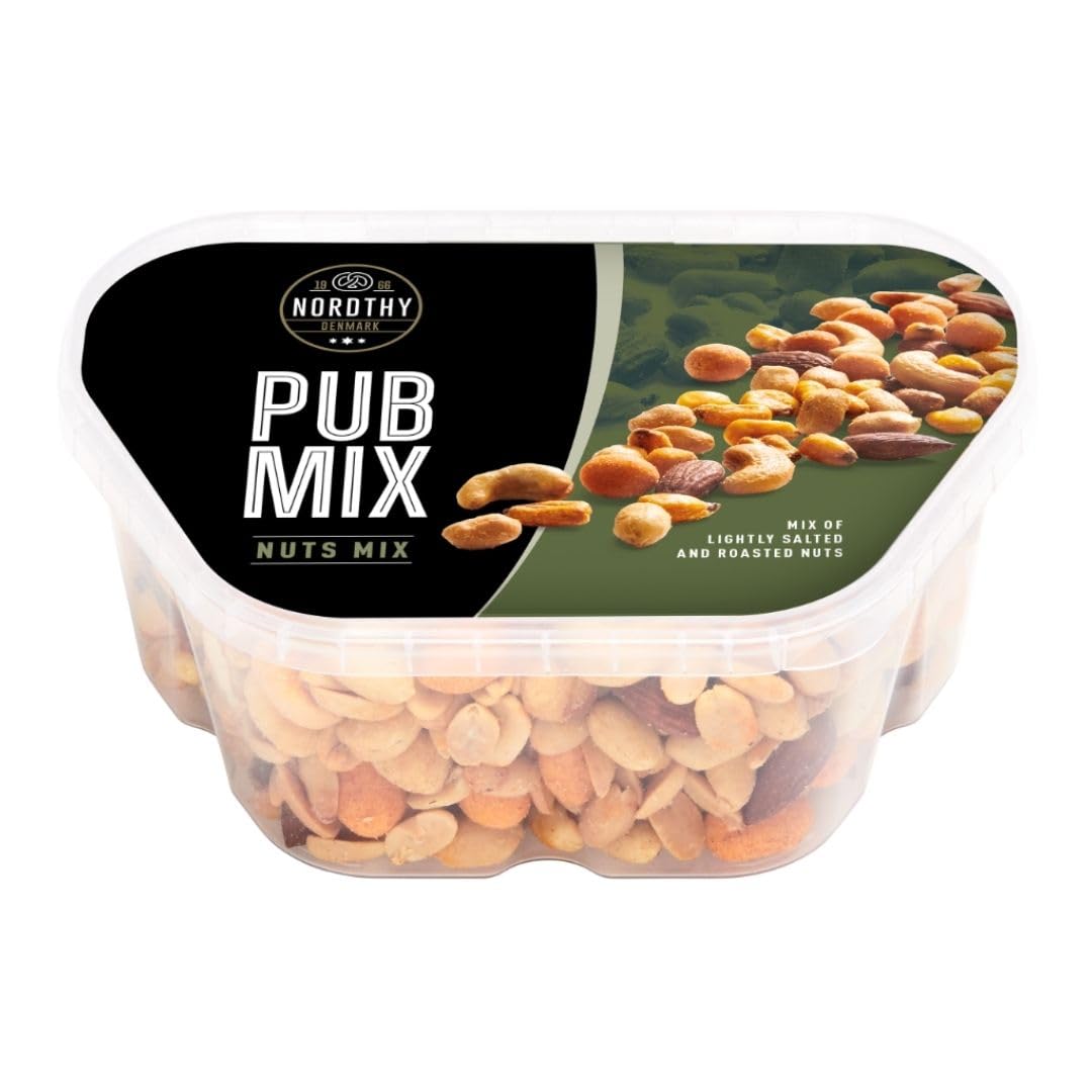 Nordthy Pub Mix 3×450 g | Herzhafter Party-Snackmix mit Nüssen, Salzgebäck & Crunch | Vorratspack 1,35 kg | Ideal für Party, Büro & Filmabend | Dänische Marke
