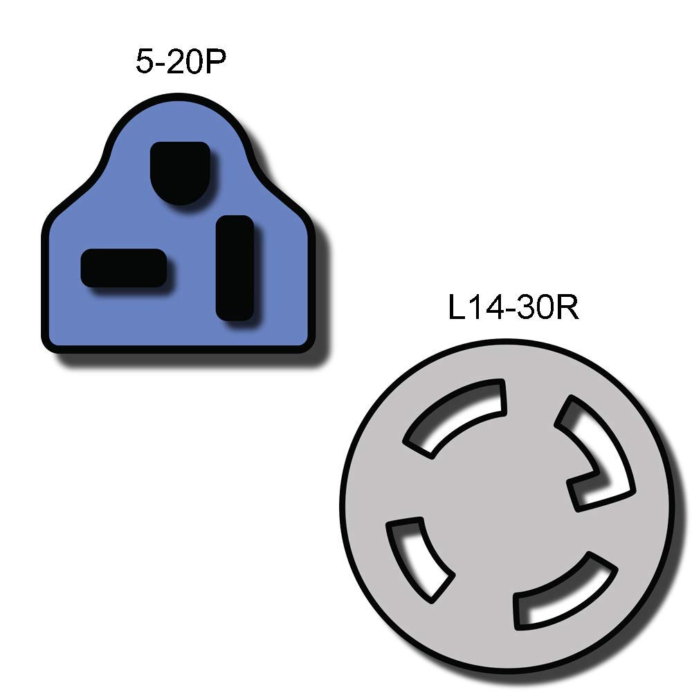IronBox - NEMA 5-20P to L14-30R Adapter Plug Twist Lock Male to Female Receptacle 20 Amp 125 Volt 12 AWG Industrial Generator, RV Power Connection Cord Outlet Home Commercial Use Ground Wire (6 Feet)