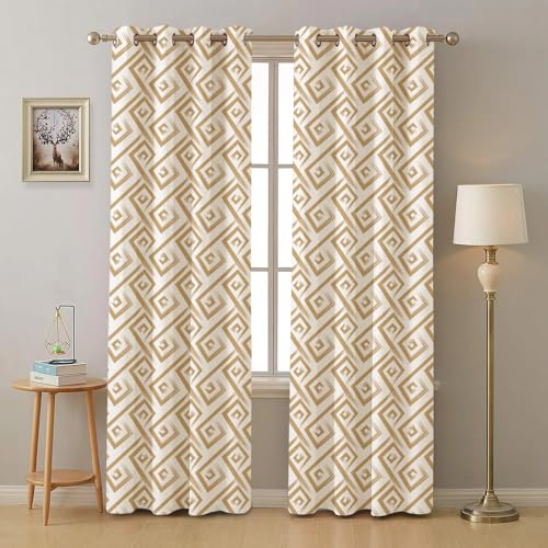 Urban Space 100% Cotton Geometric Curtains For Windows Bedroom, H...