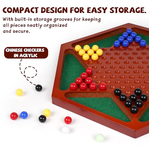 Juego de Mesa Damas Chinas de Madera 13.5 pulg miniatura 2