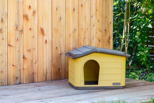 KERBL Katzenhaus Paola Eco – 60 x 51 x 41 cm (Honey/Braun, aus recyceltem Kunststoff, Stecksystem) 80901
