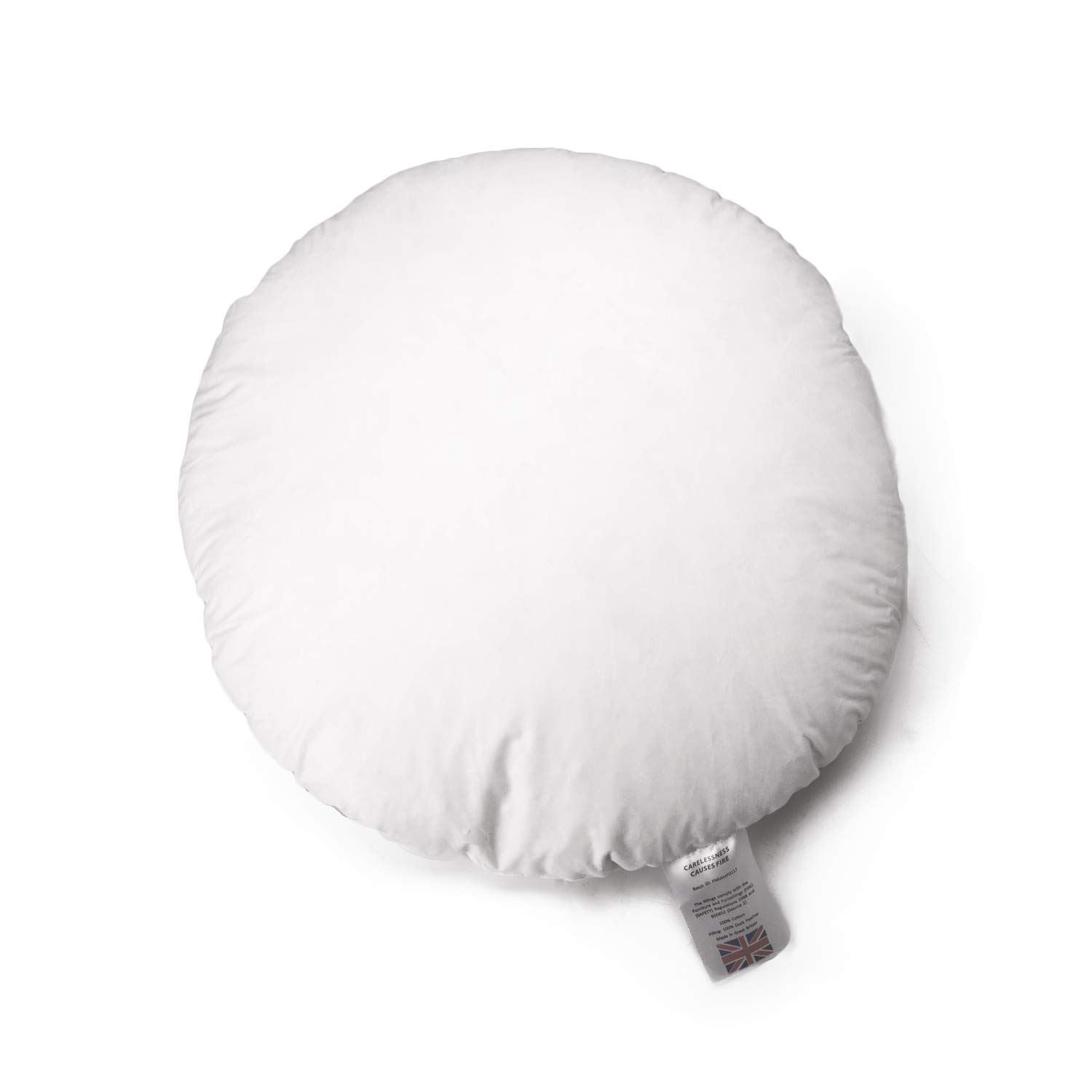 Furnishnk® 100% Hollowfibres Cushion Pads, Best White Cushion Inserts, Round Inserts, 100% Cotton Shell, Available in, Handmade In Great Britain
