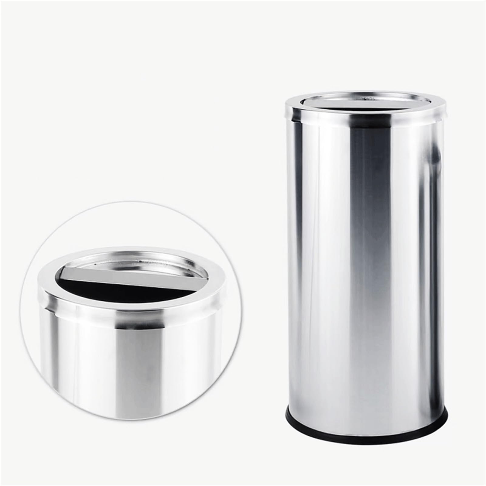 Cubo de Basura Papelera de Acero Inoxidable de 15 L, de Tiro Recto, con Parte Superior Abierta, for Cocina, Color Plateado, for Papelera de Oficina en casa Papelera Baño(Pequeño)