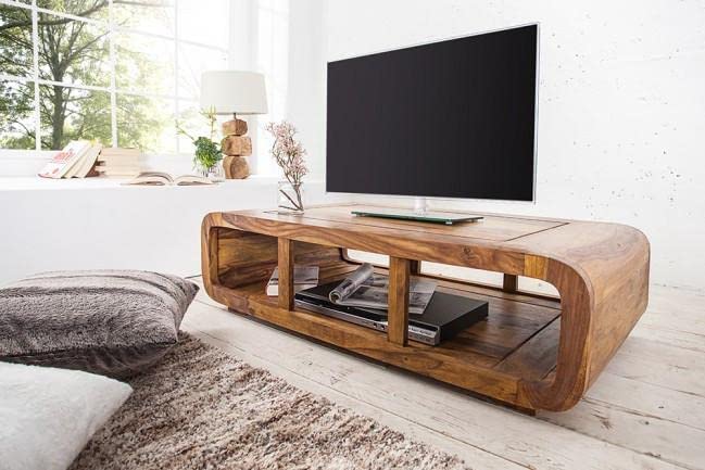 Image of SONA ART & CRAFTS Wooden Center Coffee Table for Living Room Home with Shelf Storage | Wooden Coffee Table | Center Table for Living Room | Tea Table | Natural Honey Teak Finish