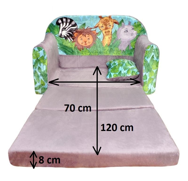 Divano Letto Per Bambini 3 In 1 - Pieghevole, Morbido, Rosa Principessa - Foto 2