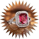 VNVFJKLO Anillos de Diamantes, Anillo de Princesa Cuadrado con Diamantes Brillantes, Anillo Compromiso y propuesta Matrimonio for Mujer, (9)