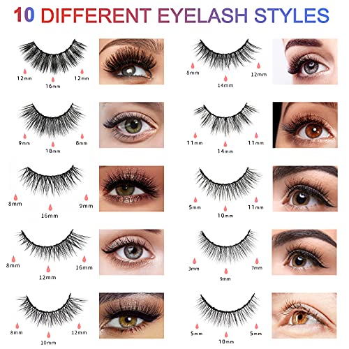 10 Paia Ciglia Finte Magnetico con 2 Eyeliner