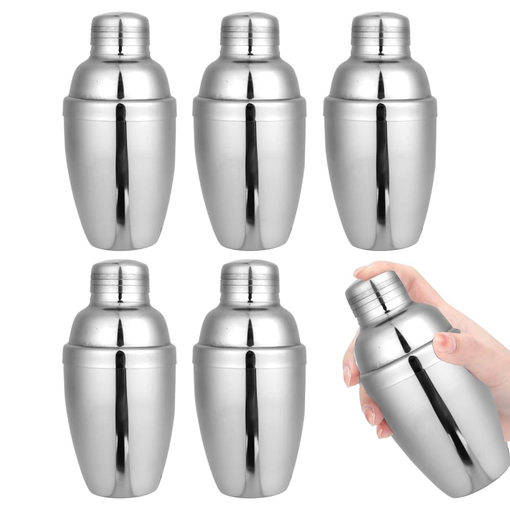 Damavat 6PCS Mini Cocktail Shaker, Drink Shakers Cocktail,Stainless Mini Shaker, Cocktail Shaker with Strainer, 250ml