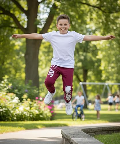 Image of KYDA KIDS 100% Cotton Track Pants for Boys | Premium Printed Soft Single Jersey Fabric | Elastic Waist Loose Fit Summer Full Length with Rib Hem (Pack of 2)