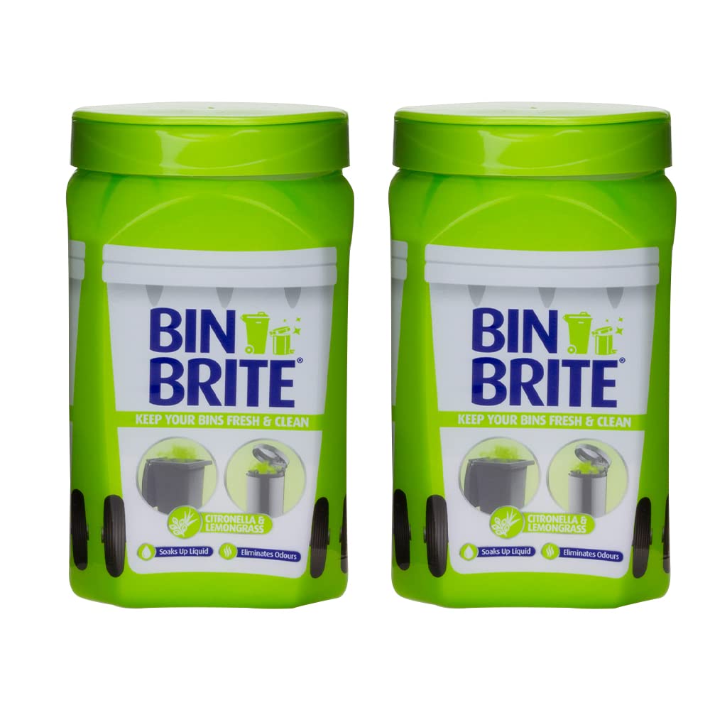 ZOPPERPack of 2 Bin Brite Citronella & Lemongrass 500g Odor Neutralizer Green Keep Your Bins Fresh and Clean Fragrance Burst Soaks Up Liquid and Quickly Eliminates Odors