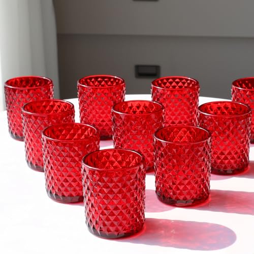 Woho 12pcs Red Votive Candle Holders Tealight Candle Holder for Christmas