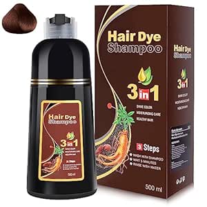 Dark Brown Hair Dye Shampoo 3 in 1, Instant Hair Color Shampoo for Women Men, Herbal Ingredients Hair Coloring Shampoo in Minutes 500ML
