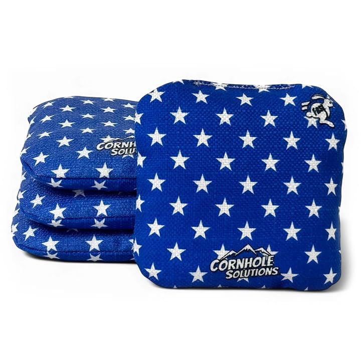 Cornhole Solutions Cornhole Bags Set of 4 – Regulation Pro Style 6x6 – Resin Filled + Tote Bag (Stars)